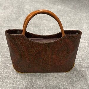 Authentic Etro Brown Leather Structured Handbag